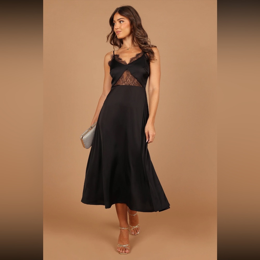 Petal + Pup midi black slip dress